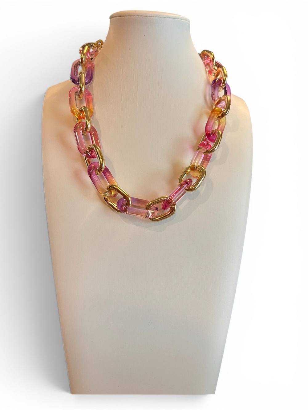 RUSH Resin Pink, Yellow, Purple Ombré Chain Necklace